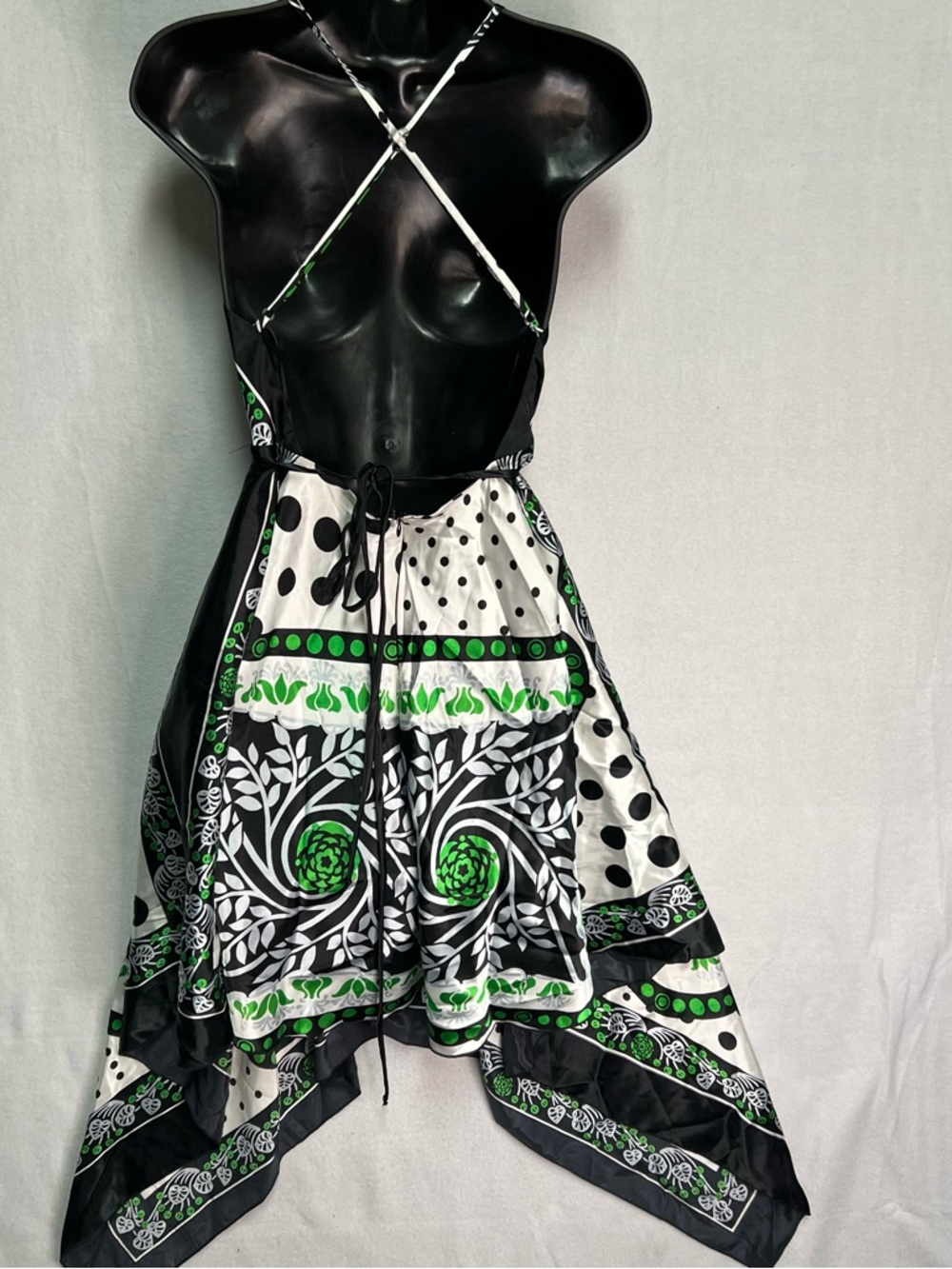 Frederick’s of Hollywood Halter Dress Open Back Handkerchief Hem Polka Dot Small - Picture 3 of 4